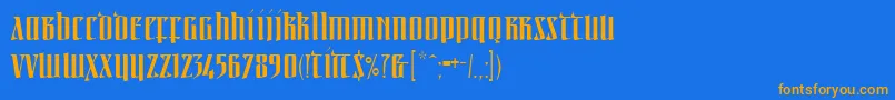 Linotypeirishtext Font – Orange Fonts on Blue Background