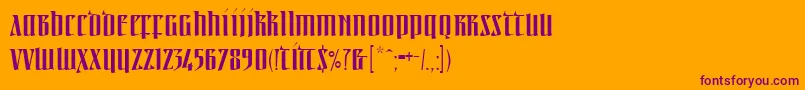 Linotypeirishtext Font – Purple Fonts on Orange Background