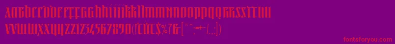 Linotypeirishtext-Schriftart – Rote Schriften auf violettem Hintergrund