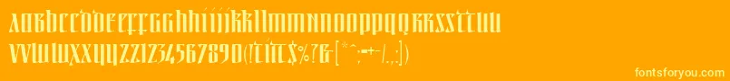 More about Linotypeirishtext Font Linotypeirishtext Font – Yellow Fonts on Orange Background