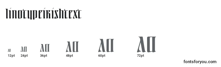 Размеры шрифта Linotypeirishtext