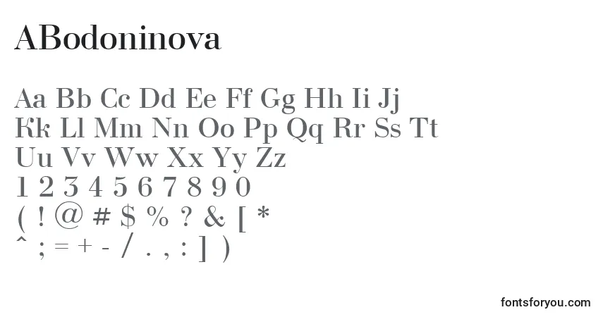 ABodoninova-fontti – aakkoset, numerot, erikoismerkit