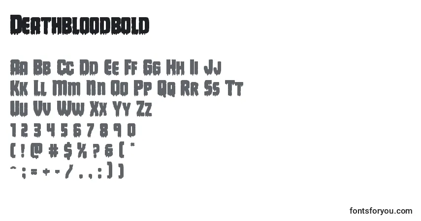 Schriftart Deathbloodbold – Alphabet, Zahlen, spezielle Symbole