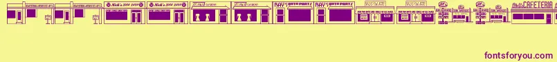 50sYesterdingsJl-Schriftart – Violette Schriften auf gelbem Hintergrund
