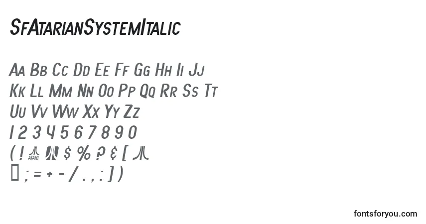 SfAtarianSystemItalicフォント–アルファベット、数字、特殊文字