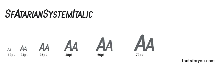 Размеры шрифта SfAtarianSystemItalic