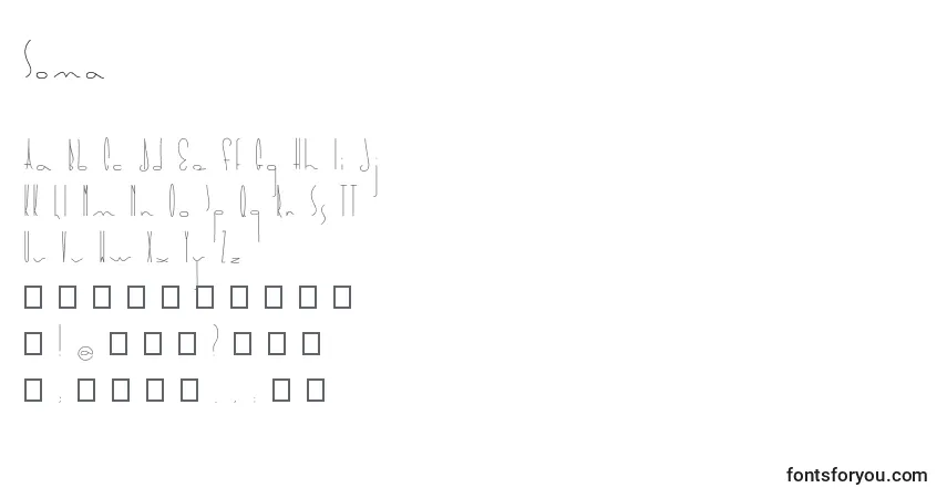 Schriftart Soma – Alphabet, Zahlen, spezielle Symbole