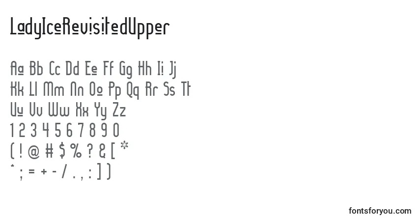 Czcionka LadyIceRevisitedUpper – alfabet, cyfry, specjalne znaki