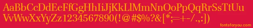 FranklinserifRegularDb-Schriftart – Orangefarbene Schriften auf rotem Hintergrund