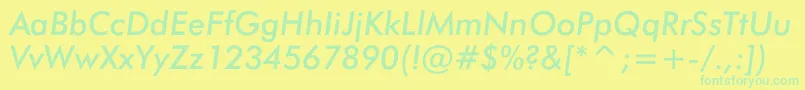 Czcionka JensenItalic – zielone czcionki na żółtym tle