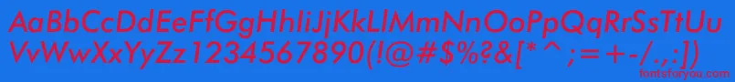 JensenItalic Font – Red Fonts on Blue Background