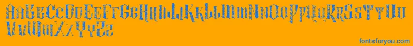 VtksLightness2-Schriftart – Blaue Schriften auf orangefarbenem Hintergrund