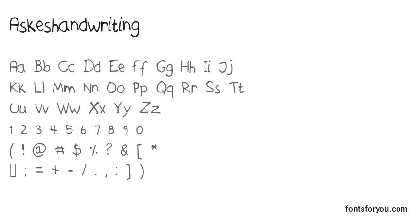 Шрифт Askeshandwriting – алфавит, цифры, специальные символы