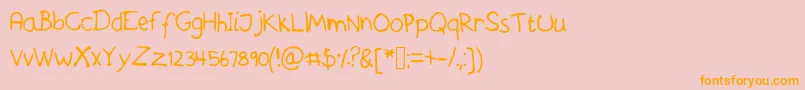 フォントAskeshandwriting – オレンジの文字がピンクの背景にあります。