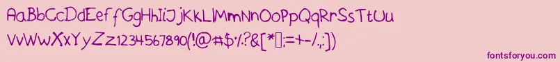 Askeshandwriting-fontti – violetit fontit vaaleanpunaisella taustalla