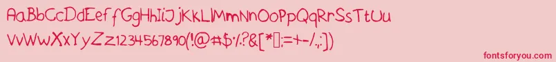 Askeshandwriting-fontti – punaiset fontit vaaleanpunaisella taustalla