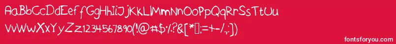 Askeshandwriting-fontti – valkoiset fontit punaisella taustalla