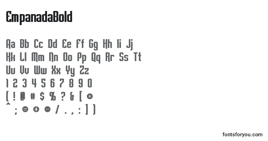 A fonte EmpanadaBold – alfabeto, números, caracteres especiais