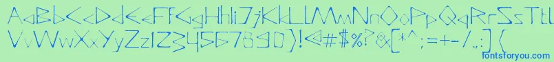Fonte DeadlyTypeface – fontes azuis em um fundo verde