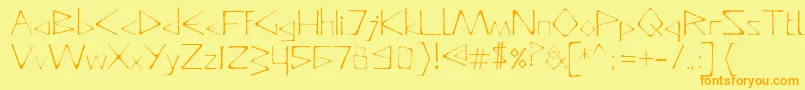 フォントDeadlyTypeface – オレンジの文字が黄色の背景にあります。