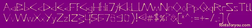 フォントDeadlyTypeface – 紫の背景に黄色のフォント