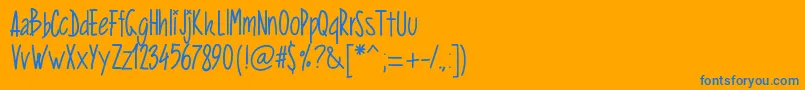 Pwverticalized Font – Blue Fonts on Orange Background