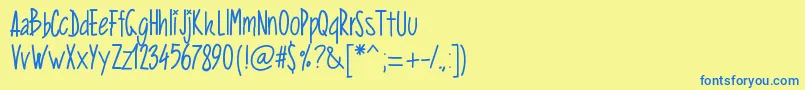 Pwverticalized Font – Blue Fonts on Yellow Background