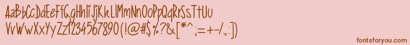 フォントPwverticalized – ピンクの背景に茶色のフォント