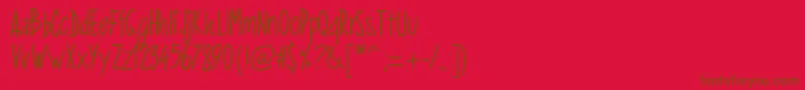 Pwverticalized-Schriftart – Braune Schriften auf rotem Hintergrund