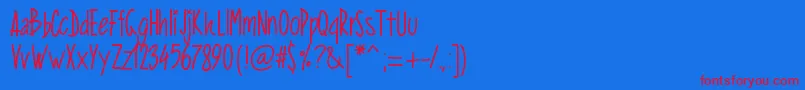 Pwverticalized Font – Red Fonts on Blue Background