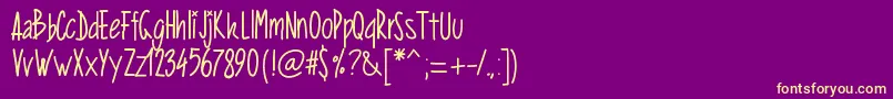 Pwverticalized-Schriftart – Gelbe Schriften auf violettem Hintergrund