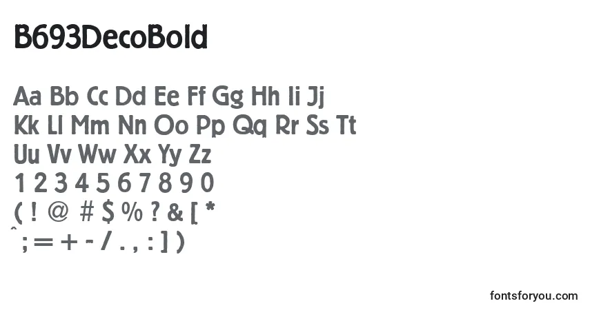 A fonte B693DecoBold – alfabeto, números, caracteres especiais