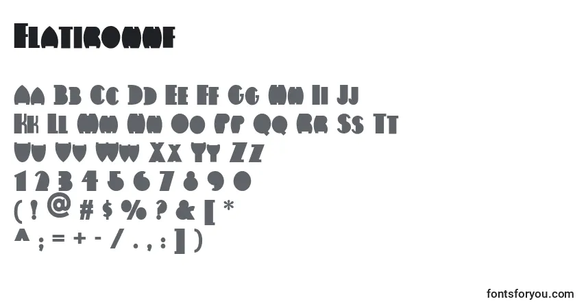 Czcionka Flatironnf – alfabet, cyfry, specjalne znaki