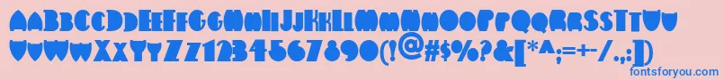 Flatironnf-Schriftart – Blaue Schriften auf rosa Hintergrund