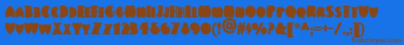 Flatironnf-Schriftart – Braune Schriften auf blauem Hintergrund