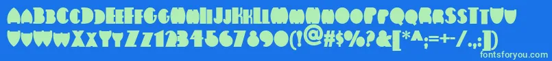 Flatironnf Font – Green Fonts on Blue Background