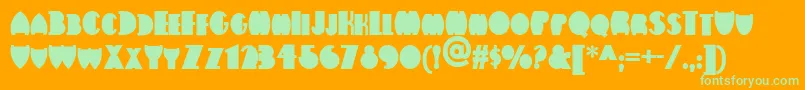 Flatironnf-Schriftart – Grüne Schriften auf orangefarbenem Hintergrund