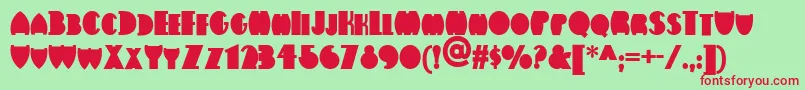 Flatironnf-Schriftart – Rote Schriften auf grünem Hintergrund