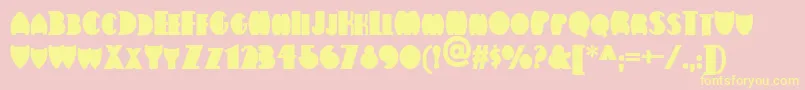 Flatironnf-Schriftart – Gelbe Schriften auf rosa Hintergrund