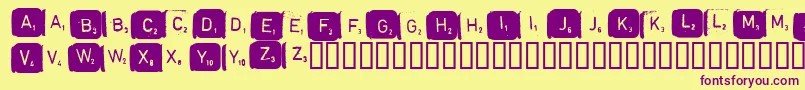 Scrabble Font – Purple Fonts on Yellow Background