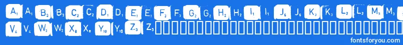 Scrabble Font – White Fonts on Blue Background