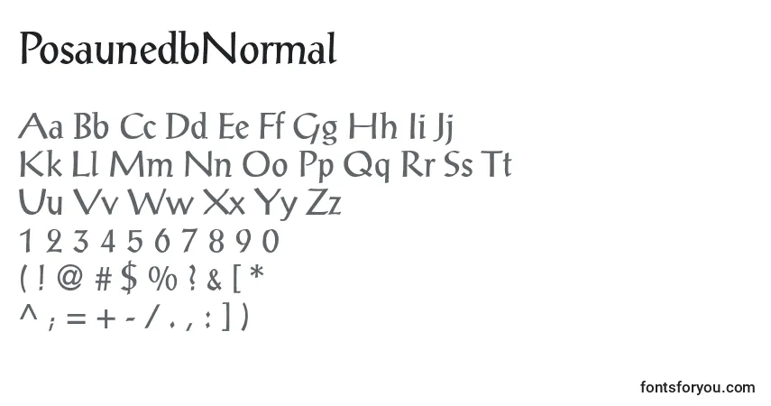 Czcionka PosaunedbNormal – alfabet, cyfry, specjalne znaki