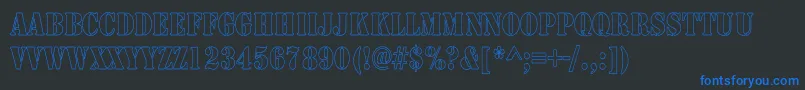 ArmyHollowThin-Schriftart – Blaue Schriften auf schwarzem Hintergrund