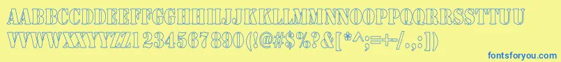 ArmyHollowThin Font – Blue Fonts on Yellow Background