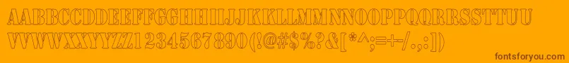 ArmyHollowThin-Schriftart – Braune Schriften auf orangefarbenem Hintergrund