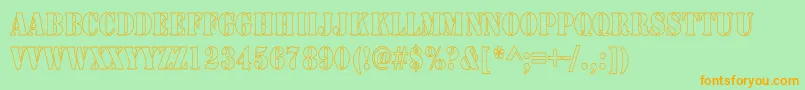 ArmyHollowThin-Schriftart – Orangefarbene Schriften auf grünem Hintergrund
