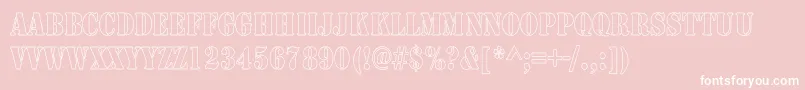 Weitere Informationen zur ArmyHollowThin-Schriftart ArmyHollowThin-Schriftart – Weiße Schriften auf rosa Hintergrund