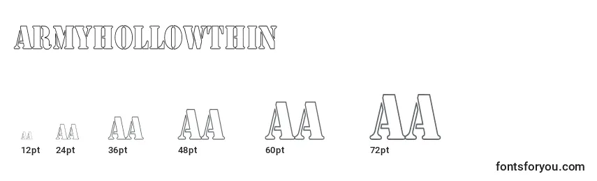 ArmyHollowThin Font Sizes