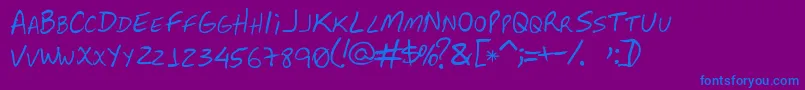 Czcionka Guapos – niebieskie czcionki na fioletowym tle