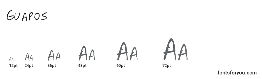 Размеры шрифта Guapos